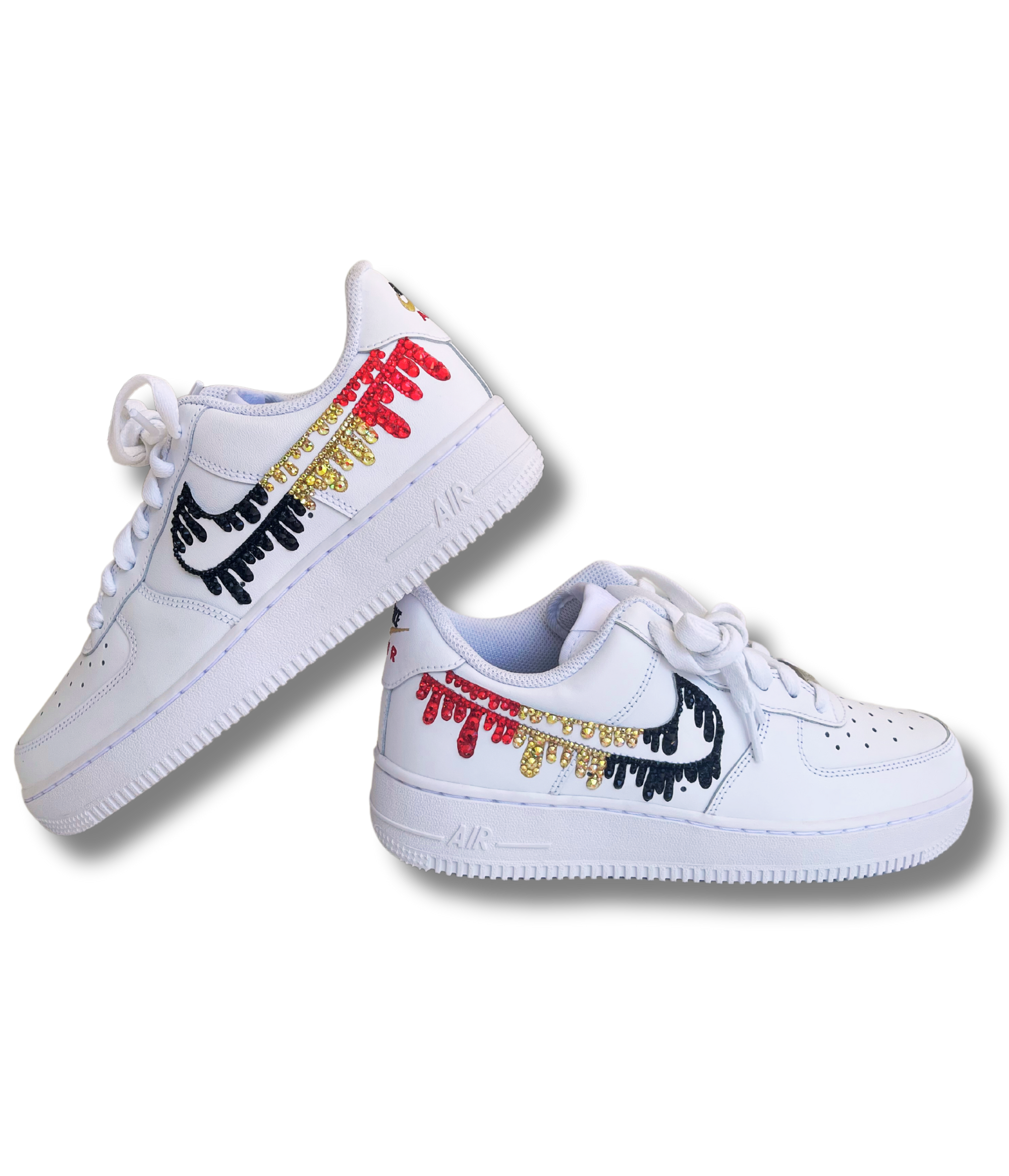 SZ 8 W | AIRFORCE ONES CUSTOM PAINTED + RHINESTONED